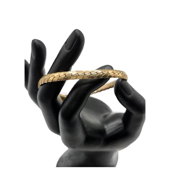 Vintage Gold Plated Snake Serpentine Chain Bracelet, 2.75" Diameter - Picture 10 of 11